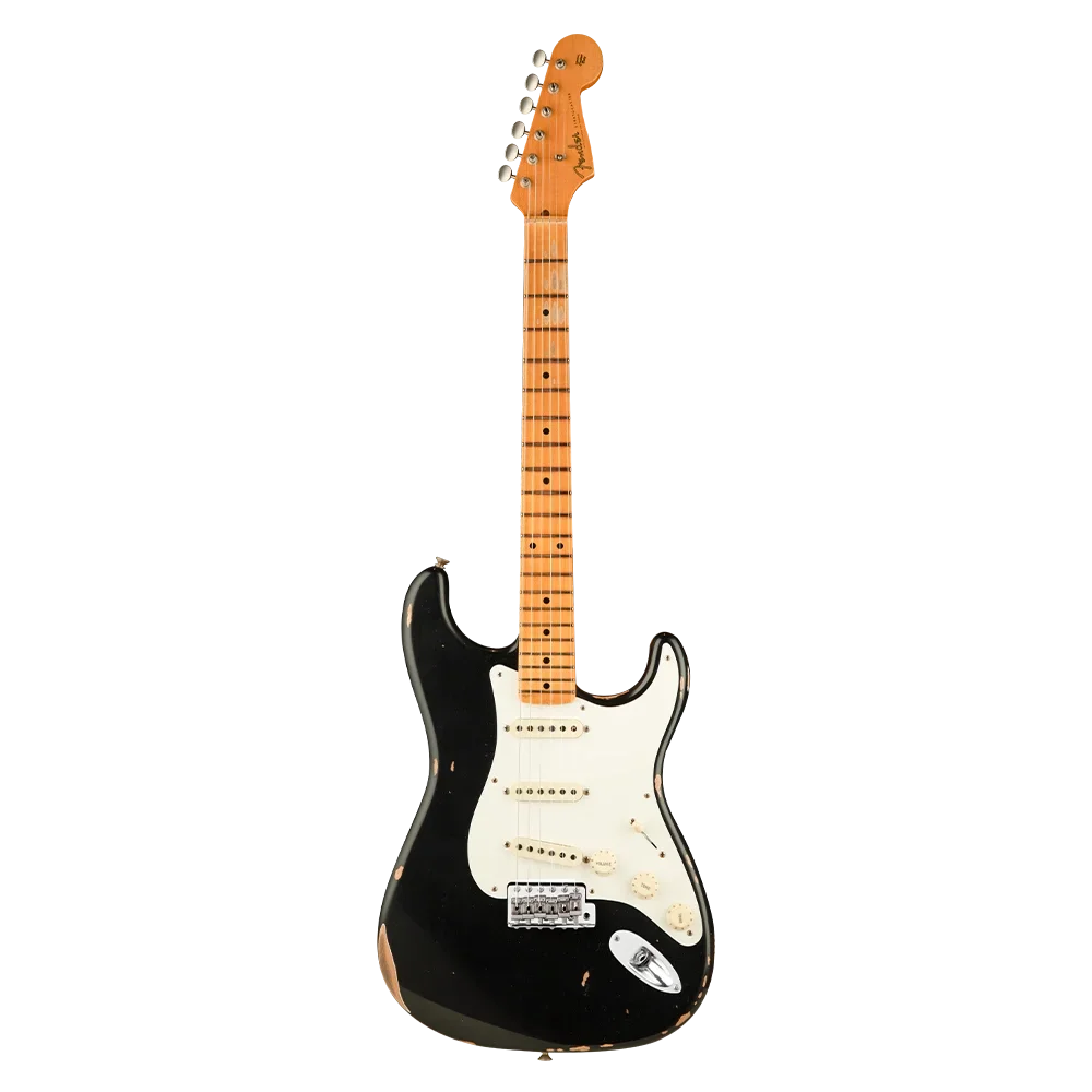 Fender Custom Shop Limited 1957 Stratocaster Relic Akçağaç Klavye Aged Black Elektro Gitar