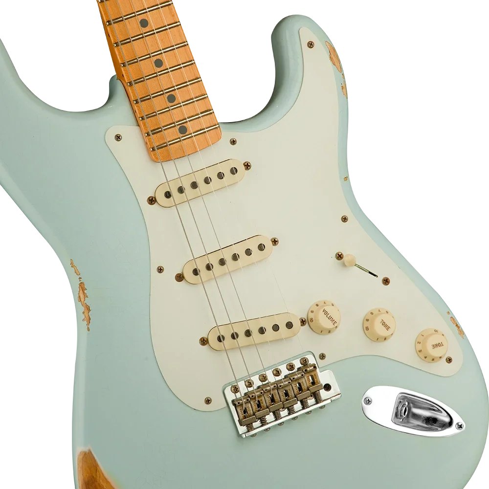 Fender Custom Shop Limited Edition 1956 Stratocaster Relic Akçaağaç Klavye Faded Sonic Blue Elektro Gitar