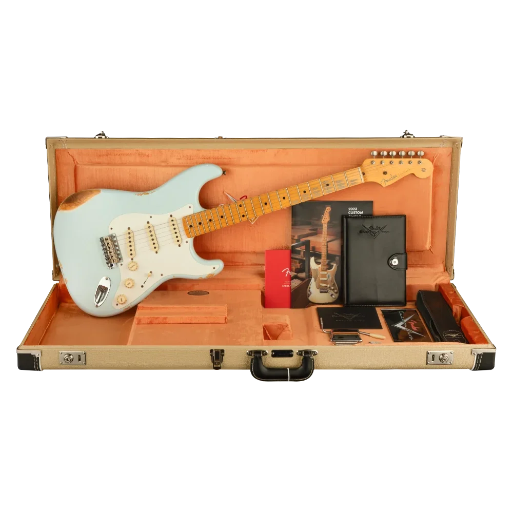 Fender Custom Shop Limited Edition 1956 Stratocaster Relic Akçaağaç Klavye Faded Sonic Blue Elektro Gitar