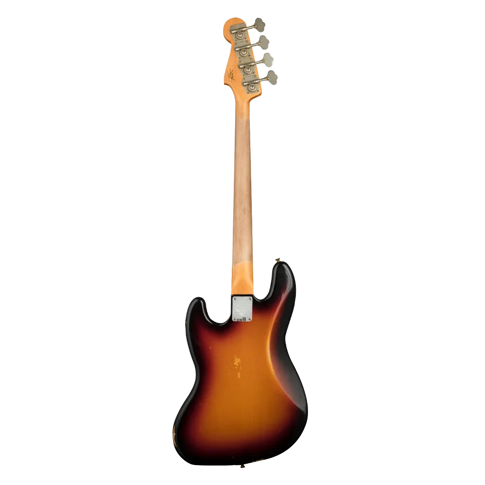 Fender Custom Shop S21 1960 Jazz Bass Relic Gülağacı Klavye 3 Tone Sunburst Bas Gitar