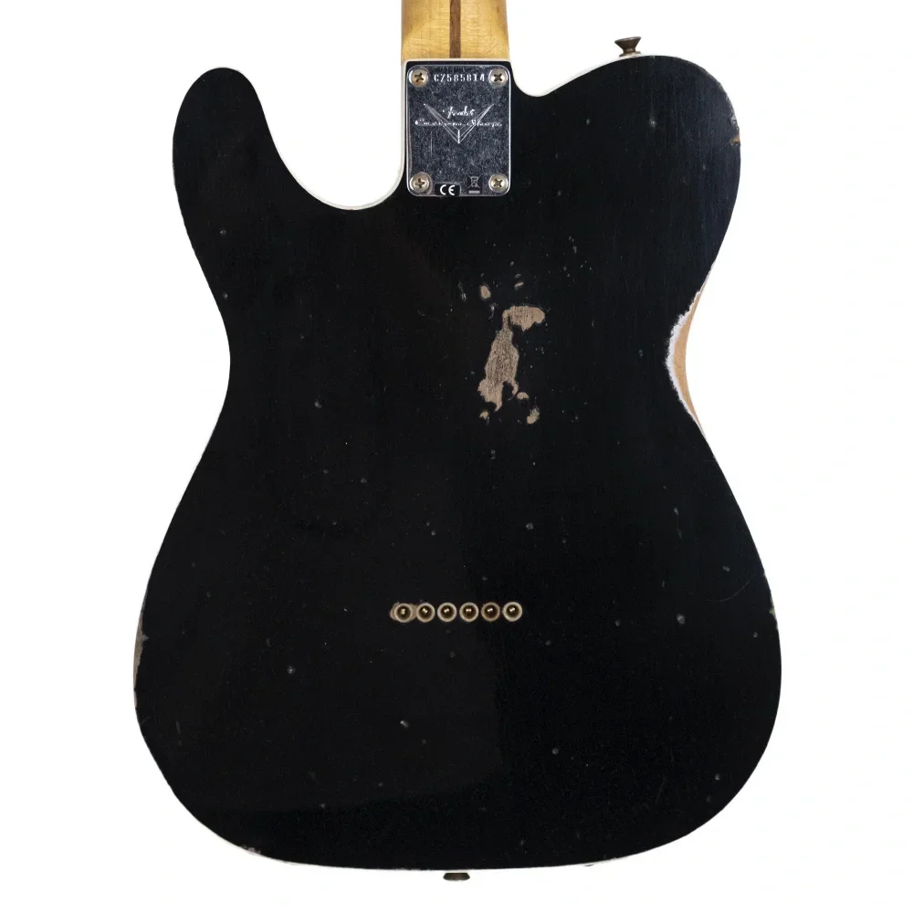 Fender Custom Shop 1959 Telecaster Relic Akçaağaç Klavye Aged Black Elektro Gitar