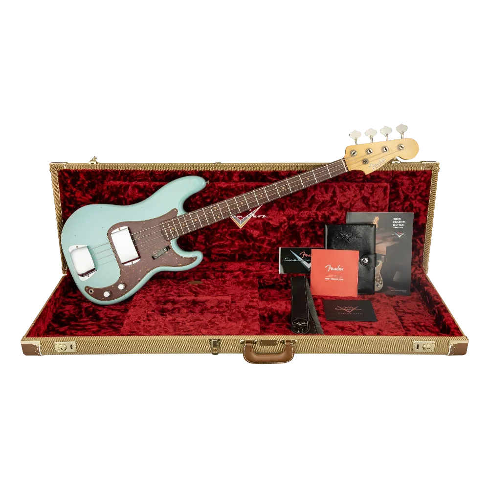 Fender Custom Shop 1963 Precision Bass Journeyman Relic Aged Daphne Blue Bas Gitar