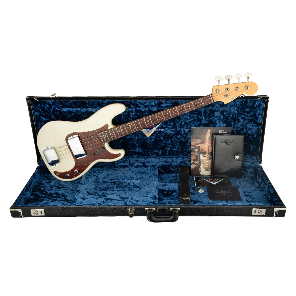 Fender Custom Shop 1963 Precision Bass Journeyman Relic Aged Olympic White Bas Gitar