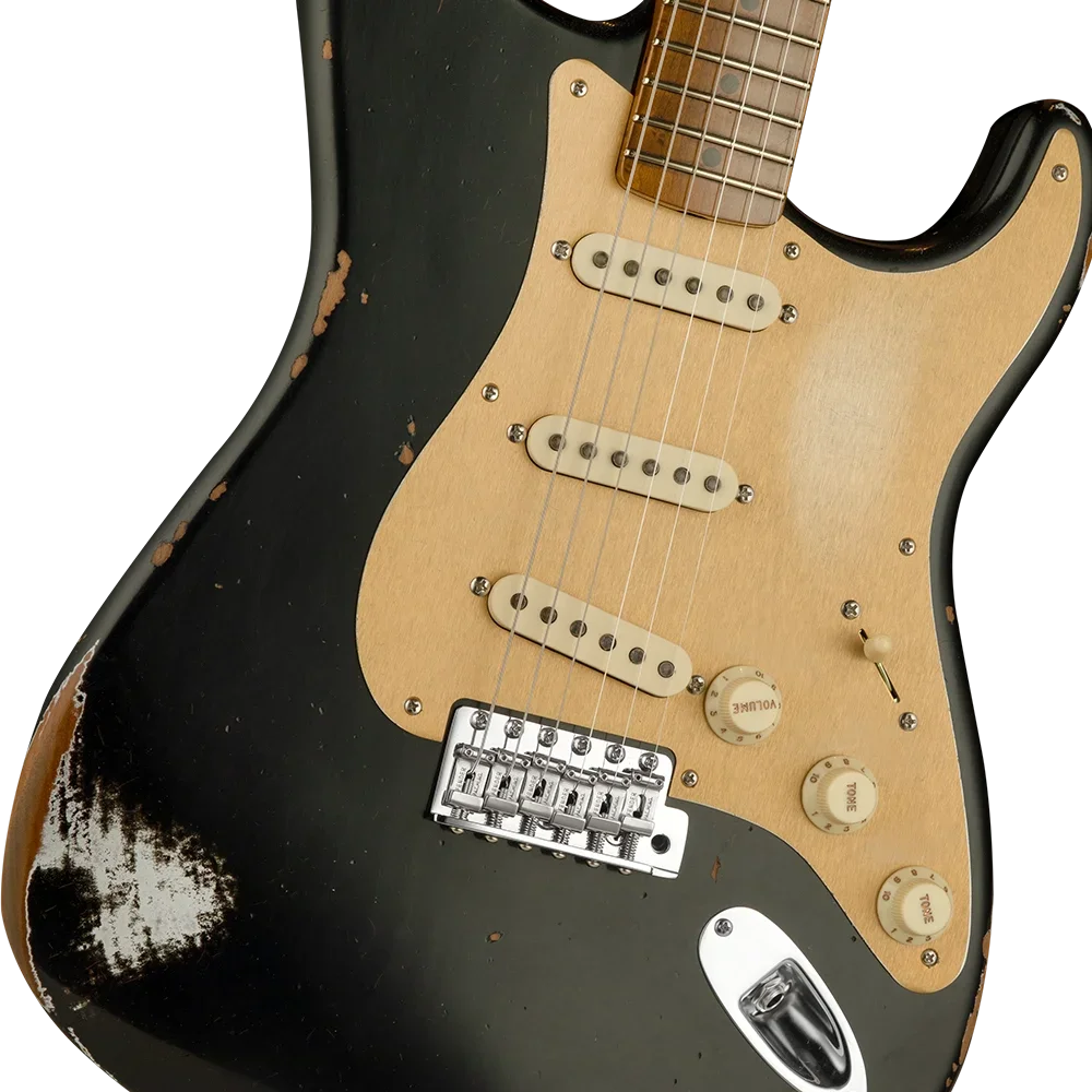 Fender Custom Shop Limited Edition Roasted 1956 Stratocaster Relic Akçaağaç Klavye Black Elektro Gitar