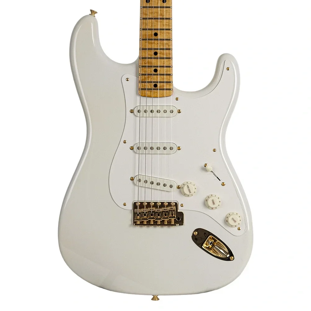 Fender Custom Shop Limited Edition 1959 Stratocaster NOS Gold HW Aged Olympic White Elektro Gitar