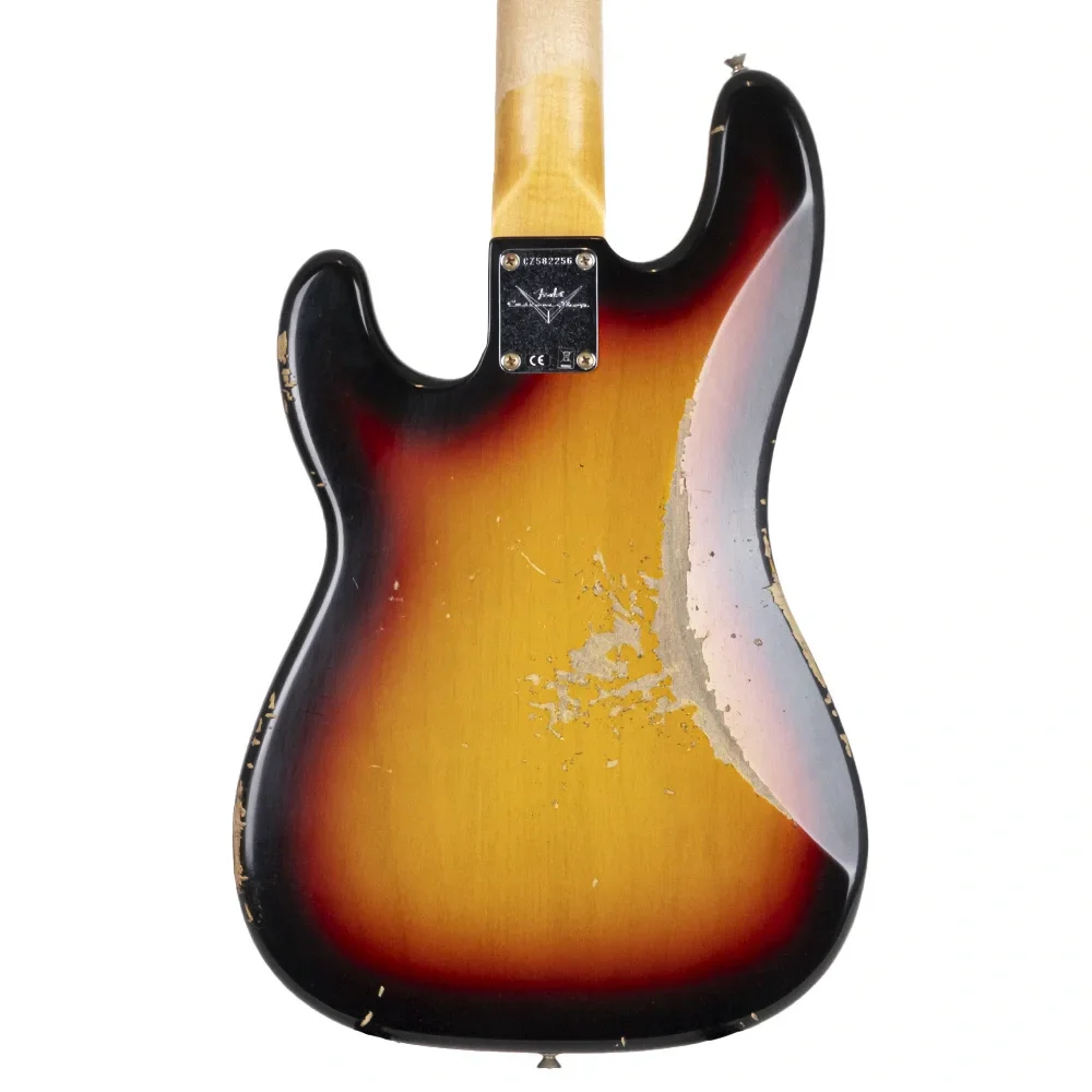 Fender Custom Shop Limited Edition 1966 Precision Bass Heavy Relic Aged Bleached 3 Ton Sunburst Bas Gitar
