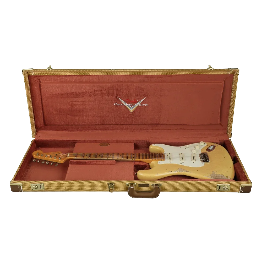 FENDER Custom Shop 1957 Stratocaster Heavy Relic Akçaağaç Klavye Nocaster Blonde Elektro Gitar