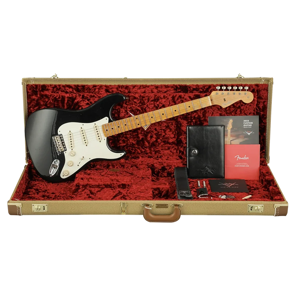 FENDER Custom Shop 1957 Stratocaster Journeyman Relic Akçaağaç Klavye Black Elektro Gitar