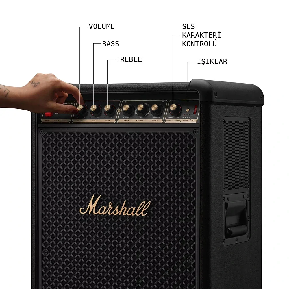 MARSHALL Bromley 750 BT Partybox Şarjlı Hoparlör 2x10" 500W, blueotooth, 24 kg