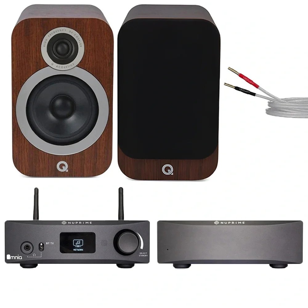 NuPrime Omnia Mini Set - Q Acoustics 3030i Walnut - QED XT25 3M. hiFi Müzik Sistemi