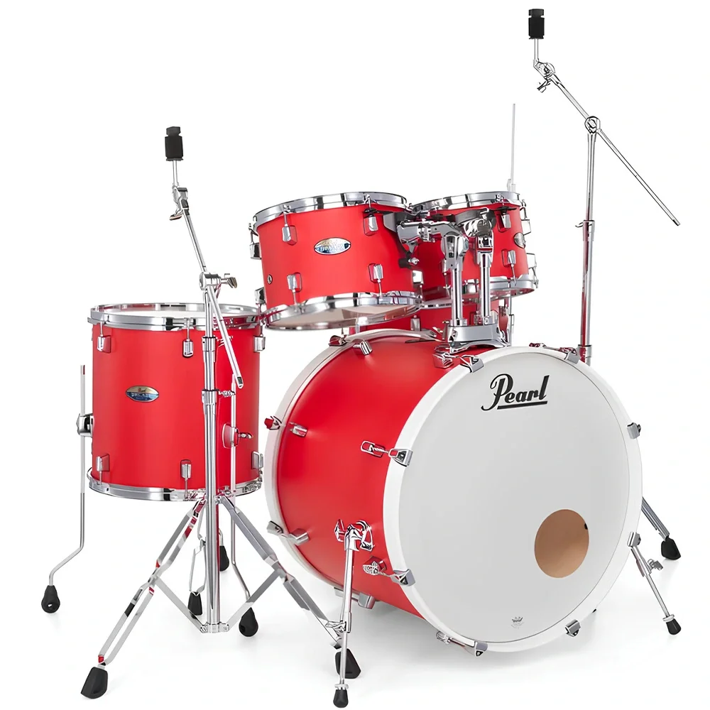 PEARL DMP905/C899 Decade Maple Matte Racing Red 5 Parça (20B/10T/12T/14F/14S) Aksamlı Akustik Davul Seti