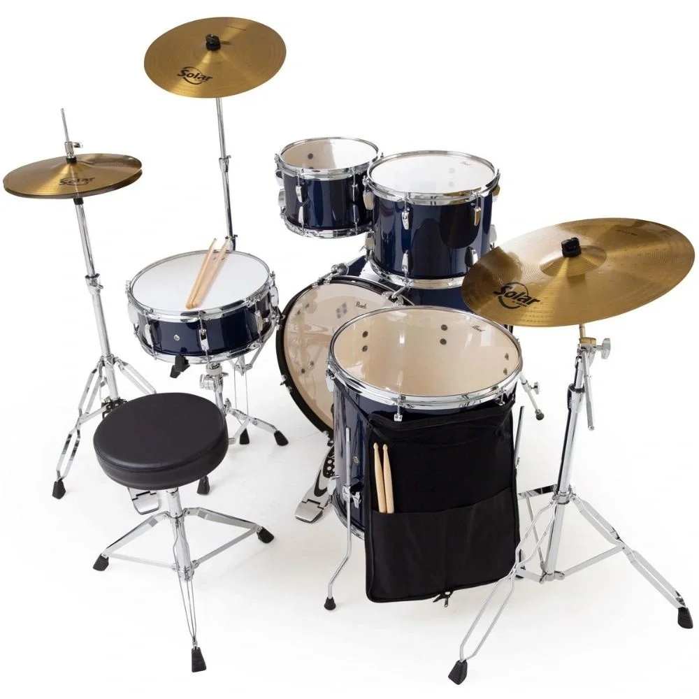 PEARL RS525SBC/C743 Roadshow Mavi Metalik 5 Parça (22B/10T/12T/16F/14S) Aksamlı ve Zilli Akustik Davul Seti