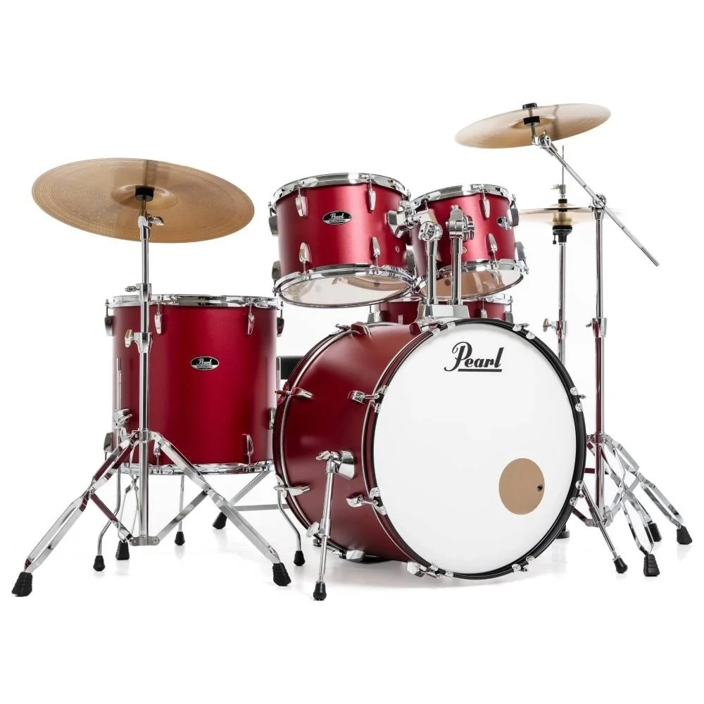 PEARL RS525SBC/C747 Roadshow Matte Red 5 Parça (22B/10T/12T/16F/14S) Aksamlı ve Zilli Akustik Davul Seti