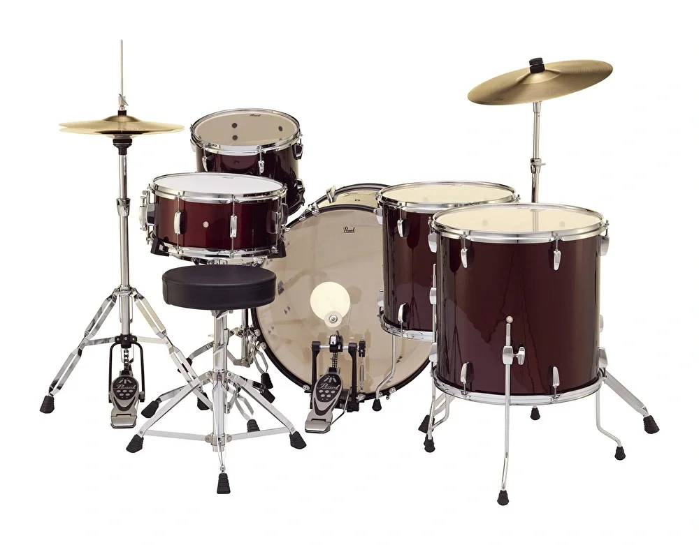 PEARL RS525SC/C91 Roadshow Şarap Kırmızısı 5 Parça (22B/10T/12T/16F/14S) Aksamlı ve Sabian Solar Zilli Akustik Davul Seti