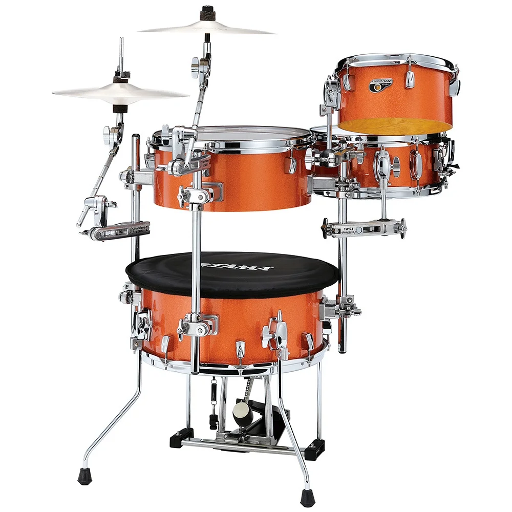 TAMA CJB46C-BOS - Cocktail-JAM Bright Orange Sparkle 4 Parça (16B/10T/14F/12S) Aksamlı&amp; Çantalı Kompakt Akustik Davul Seti