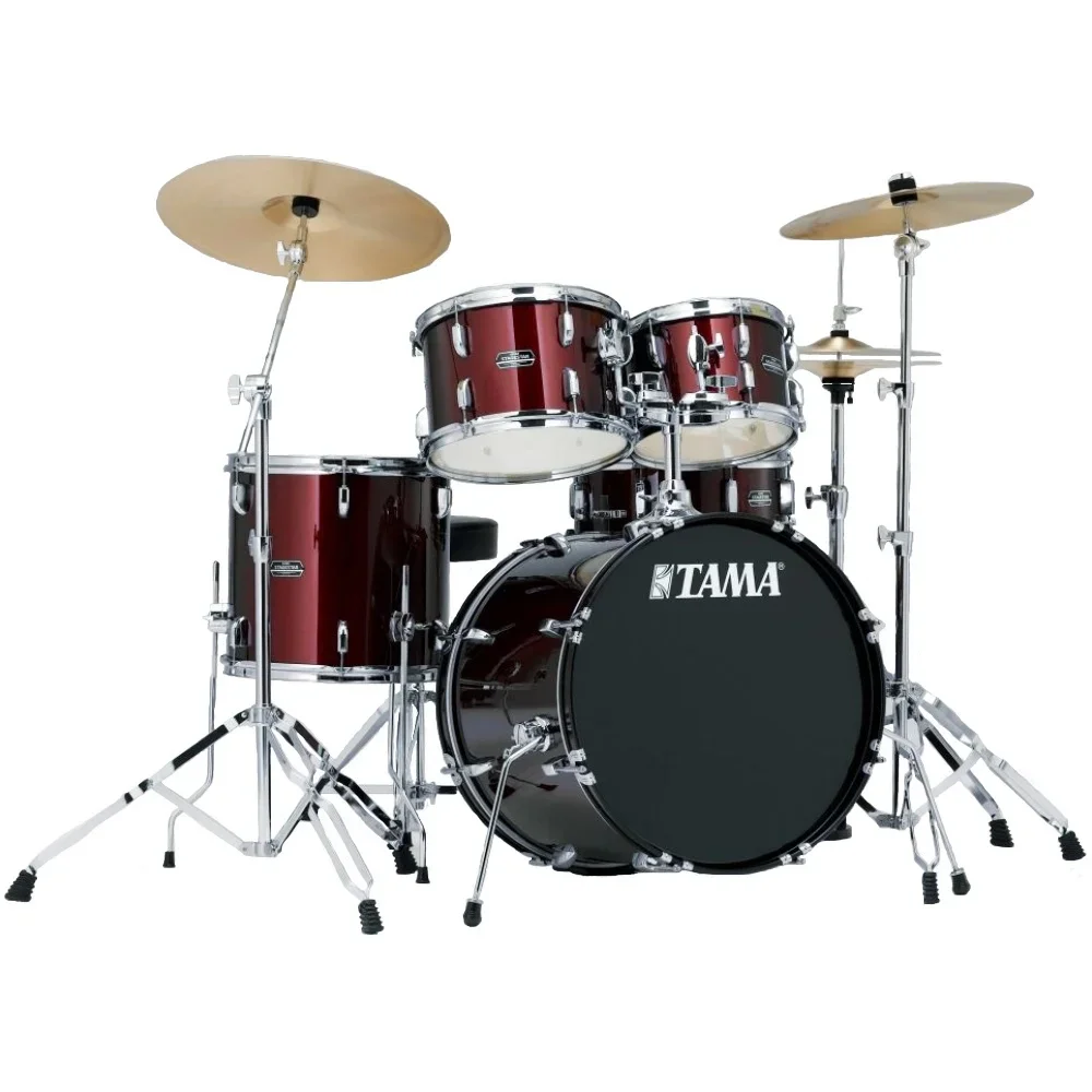 TAMA SG50H6C-WR - Stagestar Wine Red 5 Parça (20B/10T/12T/14F/14S) Aksamlı&amp; Zilli Akustik Davul Seti